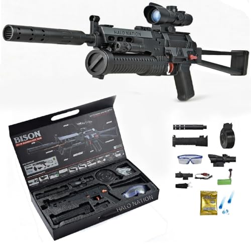 Image of HALO NATION PP-19 Bizon Russian Submachine Gun Toy Scar Gun Shoot Water Crystal Balls, Battery Operated Automatic Continuous Power Shots Electric Gun Toy Assault Rifle Toy