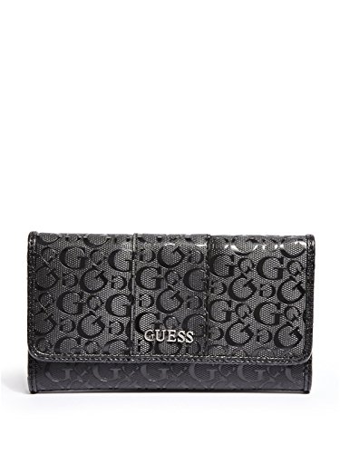 Guess Factory Women's Ware Patent Logo Slim Snap Button Closure Trifold Wallet