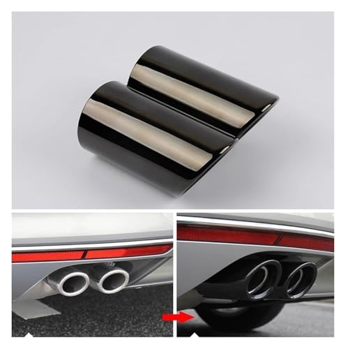 Tubo de escape para VW Tiguan 2016 de acero inoxidable negro 70 mm 6