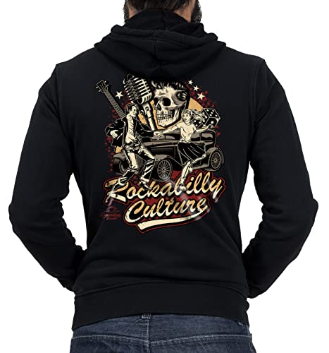 Gasoline Bandit® Design - Rockabilly Biker Racer Kapuzen-Jacke Zip-Hoodie Rock Culture Cover