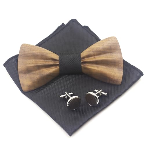 Cyriacus Ensemble Nœud papillon Bois pour Homme Mariage Fête Noeud