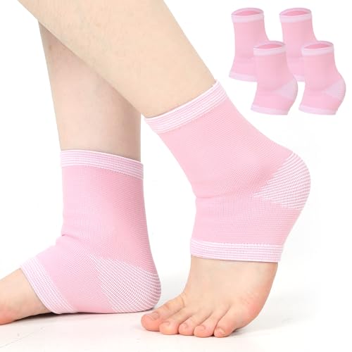 CIATBYYJ Lot de 2 paires de chevillères professionnelles pour enfant, élastiques, respirantes, unisexes (rose, 5 à 10 ans)