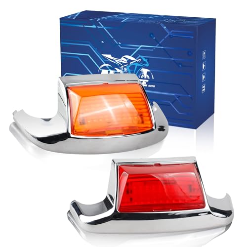 NTHREEAUTO 2PCS Front Rear Fender Light LED Fender Tip Tail Light Compatible with Harley Road King Electra Glide Ultra Classic Heritage Softail Touring FLHR FLSTC FLHTC FLHTCU (Amber+Red Lens) by NTHREEAUTO - Used condition - US$16.36