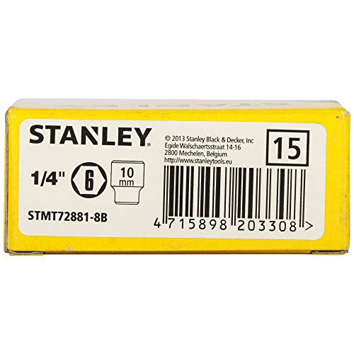 Image of STANLEY STMT72881-8B 1 /4-inch 10mm Chrome Vanadium Steel 6 Point Standard Socket (Silver)
