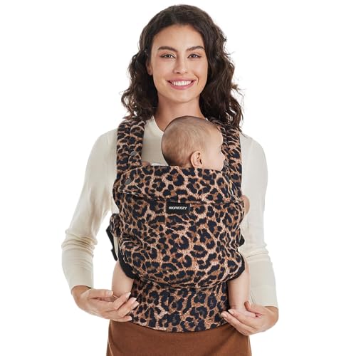 Momcozy Marsupio Neonato Ergonomico e Confortevole, Leggero e Facile da Indossare, 3,2–20 kg(3-24 mesi), Ideale per Genitori a Mani Libere,Stampa leopardata