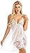 ADOREJOY Lingerie for Women Babydoll Lace Nightgown Mesh Bridal Wedding Sleepwear(White,S)