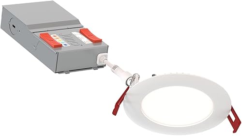 Miniatura 7 de Juno Luces LED empotrables redondas de 4 pulgadas, luz descendente de oblea deflectora, temperatura de color blanco conmutable 5 en 1, brillo