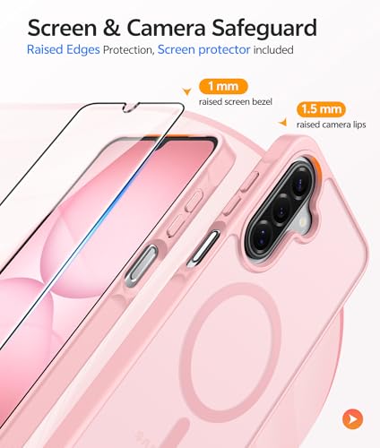 Image of FNTCASE for Galaxy A17 /A16 5G Phone Case: for Samsung A17 Cases [Compatible with Magsafe] [Screen Protector] Matte Translucent Military Grade Protection for Samsung A 17 & A 16 4G Cover - Light Pink