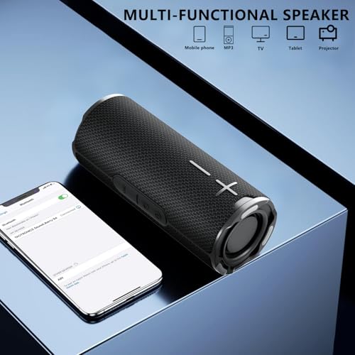 Image of BYANDBY Bluetooth Speaker with IPX5 Waterproof 2 Portable, Long Playtime, Wireless Stereo Pairing, 12W Stereo Sound, BT 5.3, Bassup, Electronics for Home, Shower, Outdoors, Travel(Black)