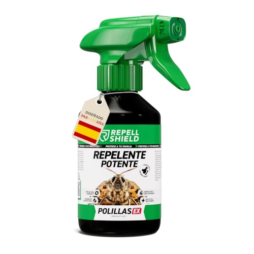 RepellShield® Spray Antipolillas para Ropa Armario y Cocina - con Aceite Esencial de Lavandin - Uso Interior y Exterior -No Mancha - 250ml - Alternativa a Trampas Polillas Alimentos