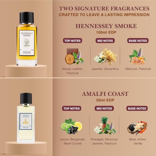 Image of PROUSTFRAGRANCES Hennessey Smoke 100ml Raksha Bandhan Fragrance Gift Set | Amalfi Coast EDP 50ml, 2 Rakhis & 1 Fragrance Tester included | Premium festive combo with smoky leather & fresh notes