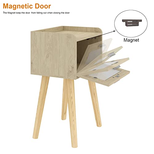Laatooree Nightstand Set Of 2, Small Bedside Table, End Table With Glass Door, Boho Side Table With Solid Wood Legs For Bedroom Living Room Small Space #TOP3