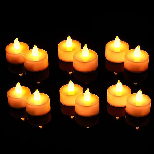 Plastic Flameless & Smokeless Led Tealight Yellow Diya Candles Set of 12...