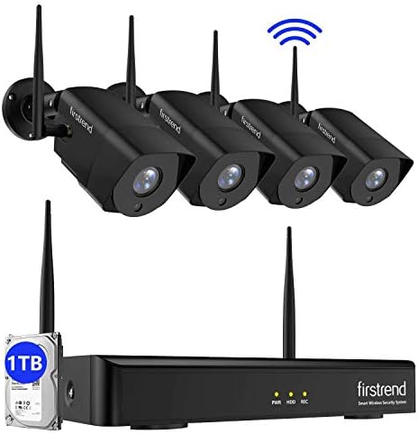 Security Camera System Wireless,Firstrend 8CH 1080P Wireless Security Camera System with Night Vision and 4pcs Waterproof Camera,Plug and Play Home Security Camera System with 1TB Hard Drive Free App