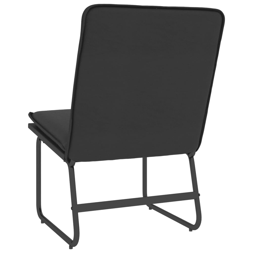 Fotel wypoczynkowy czarny, 54 x 75 x 76 cm, sztuczna skóra, wyściełana, wytrzymała metalowa rama, antypoślizgowe nogi, do salonu, sypialni i czytelni, wygodny fotel relaksacyjny dla dorosłych