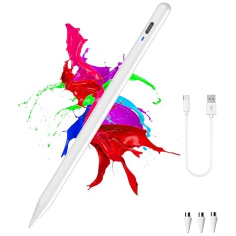 Luntak Stylus Pen for Touchscreen for iOS/Android, iPhone Stylus Pen Fine Tip, High-Precision Tablet Pencil for Android/Samsung/Mi/Huawei/Vivo/Lenovo and Other Android Smartphone and Tablet-White Cover