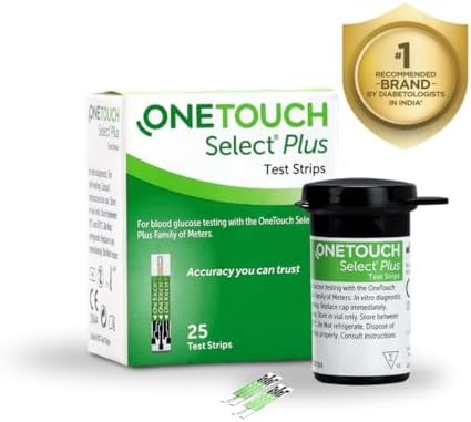 OneTouch Select Plus Test Strips | Pack of 25 Strips | Blood Sugar Test Machine Testing Strips | Global Iconic Brand | For use with OneTouch Select Plus Simple Glucometer