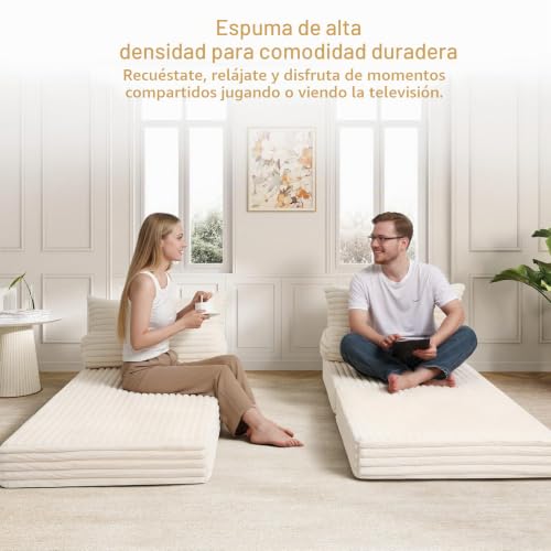 Sofá para sala de estar MeMoreCool 3 en 1 modular funcional beige 4