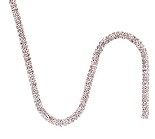 Image of Mandala Crafts 2-Row Rose Gold Colored Rhinestones Cup Chains for Jewelry | 2mm Per Row, 4mm Strand Wide, 10 YDs Roll, Bling Crystal Diamond Wrap, for Sewing, DIY, Wedding Decor
