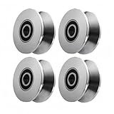4 Stück H-Nut-Rad Edelstahl Rolltorräder Schiebetorrad Riemenscheibe H-Laufrolle Starrrolle Schiebetürrollen Ersatz(2 in)