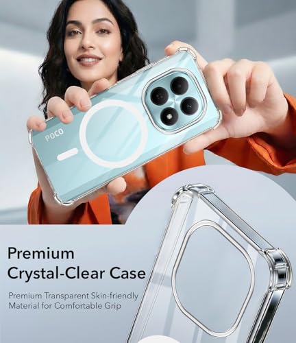 Image of Jkobi Shockproof Crystal-Clear Back Cover for Poco M8 5G (Magsafe Wireless Support | Drop & Camera Protection | Hard Polycarbonate)