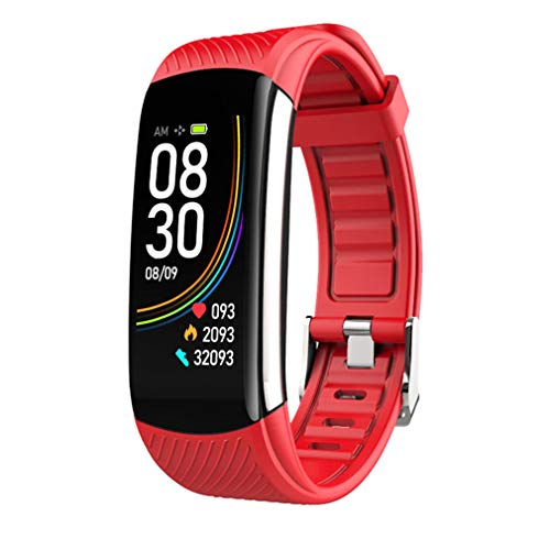Luckywing Smartwatch Pulsera de Actividad con Monitor de Temperatura Corporal Pantalla Pulsómetro Mujer Hombre Monitor Impermeable Pulsera Inteligente Adultos Unisex con iOS y Android (Rojo)