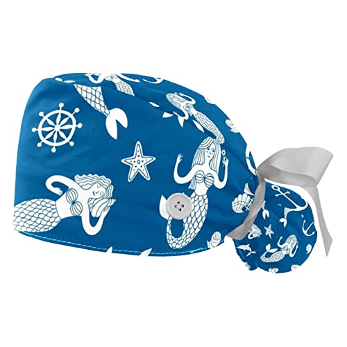 Chapeaux de travail pour hommes et femmes JDEZ : casquettes ajustables à motif sirène et coquillage