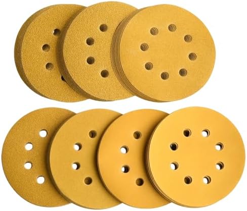 5-Inch 8-Hole Hook & Loop Sanding Discs 60-400 Mixed Grits, 105-Pack