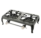 FOKER Réchaud à Gaz 2 Feux Mod. Europa en Fonte Peinte, Puissance 8 kW, Consommation 580 g/h, Butane/Propane, Idéal pour Camping et Extérieur, Fabriqué en Italie (Art. 03050)
