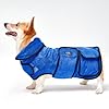 Dog Drying Coat Dog Bathrobe Towel 800 GSM Super Absorbent Dog Robes 100 Microfibre Fast Drying Soft Adjustable Pet Dog Bath Robe Towel Thick Double layer Designfor After Bath Beach Pool Blue S