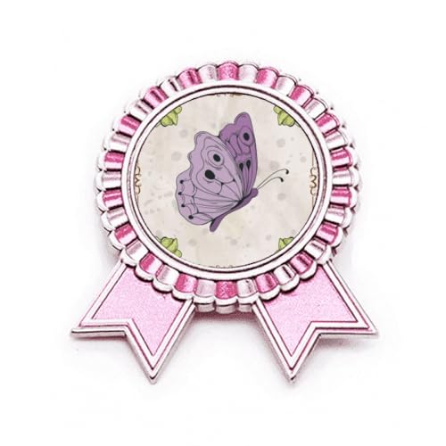 Broche violette avec citation Rose en métal M pour sublimer un blazer