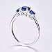 Psiroy 925 Sterling Silver Plated Round Simulated Blue Sapphire Quatrz 3 Stone Ring for Women Size 9