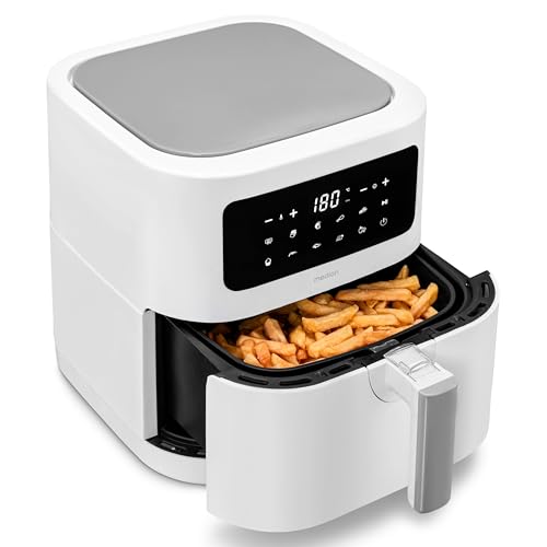 MEDION E40 XL Heißluftfritteuse (5 2 Liter Airfryer 2.150 Watt 9 Automatikprogramme Backfunktion ölfreies Frittieren Touch Bedienfeld LED Anzeige ILAG PFAS-frei) matt