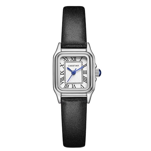CHEETAH Women’s Leather Strap Watch, with Silver-Tone Small Vintage Rectangular Case, Roman Dial by CHEETAH - Used condition - US$20.06