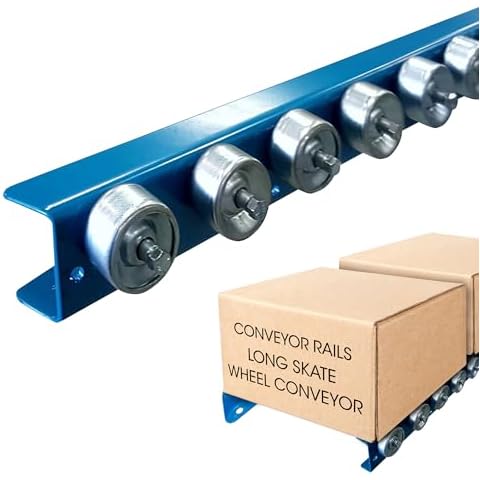 Ultimation Conveyor Rails- Heavy Duty Flow Rail 5′ Long Skate Wheel Conveyor, T5 Flow Rack System, Industrial Gravity Conveyor Rail- for Simple Gravity Conveyors w/Galvanized Steel Wheels- 260 lbs/ft Cover