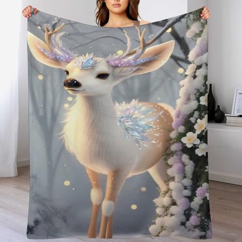 Couverture cerf flanelle polaire légère contre le froid sur le lit