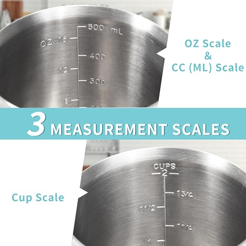 Image of Newness 2-Pack Stainless Steel Measuring Cups Set, Metal Measuring Cup