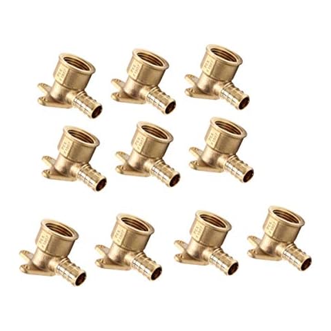 (Pack of 10) EFIELD Pex Drop-Ear Elbow Brass Crimp Fitting 1/2 Inch x 1/2 Inch Female NPT, ASTM F1807 Cover