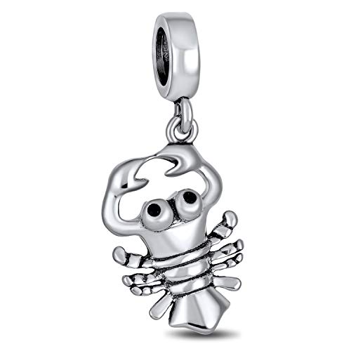 Nautical Lobster Vacation Travel Dangle Charm Bead For Women For Teen .925 Sterling Silver Fits European Bracelet #TOP16