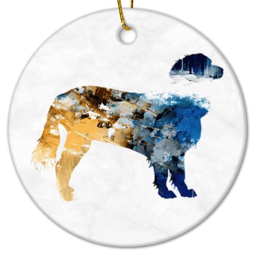 Golden Retriever Dog Christmas Ceramic Ornament Watercolor Dog Silhouette Christmas Souvenir Time with Dogs Funny Ornament For Mom, Dad Baby Holiday 7,6 cm