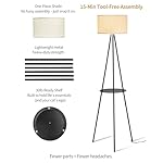 MODIVO Tripod Floor Lamp, Tall Standing Lamp with Shelves,Modern Design Light for Living Room Corner, Bedroom,StudyRoom and Office,Black Minimalist Floor lamp with E26 Lamp Base. Deformed flexibly. - Image 5
