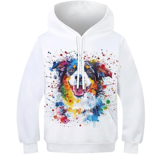 Sweat-shirt à capuche pour enfants 3D chien pull drôle ado 6-15 ans