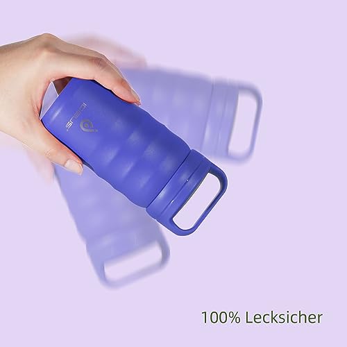 IDEUS Vakuumisolierte Wasserflasche, 12oz (360ml) Edelstahl Doppelwand Flasche Metall Sport Kantine mit auslaufsicherem Schraubverschluss (… – Ansicht 5