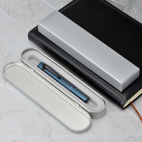 Image of Hongdian M2 Black Forest Mini Fountain Pen, Bent Nib & Sleek Shape Aluminium Short Pocket Travel Pen (Midnight Blue)