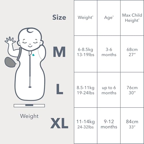 Image of Love to Dream Transition Bag 1.5T Stretch Cotton Fleece, Medium (6-8.5kg) Stage 2, Soft & Comfortable, Ideal for Baby's Sleep Routine, Moon & Back, Charcoal
