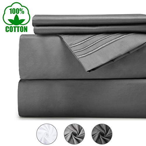 100% Cotton 600 Thread Count Luxury 4 Piece Bed Sheet Set All Season