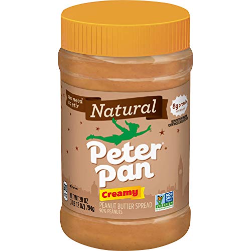 Peter Pan Natural Creamy Peanut Butter Spread, 28 OZ (Pack of 12)