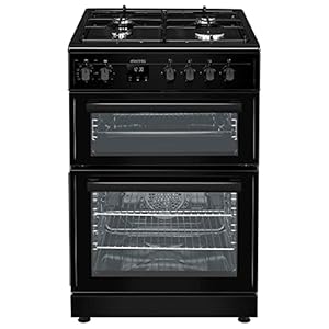 electriQ 60cm Dual Fuel Cooker with Double Oven – Black