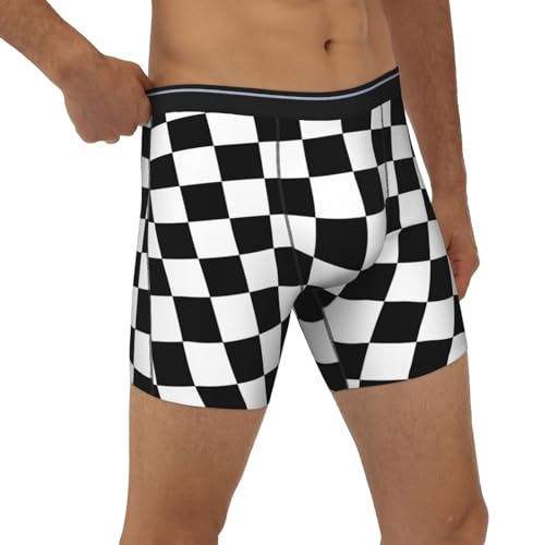 Black White Race Checkered Flag Men's Boxer Briefs, Mens Trunks Underwear Wicking-Breathable Underpants4
