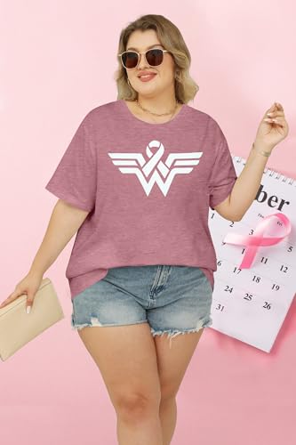 Plus Size Breast Cancer Shirts Women Pink Ribbon Shirt Breast Cancer Awareness T-Shirts Squad Breast Cancer Tee Tops4